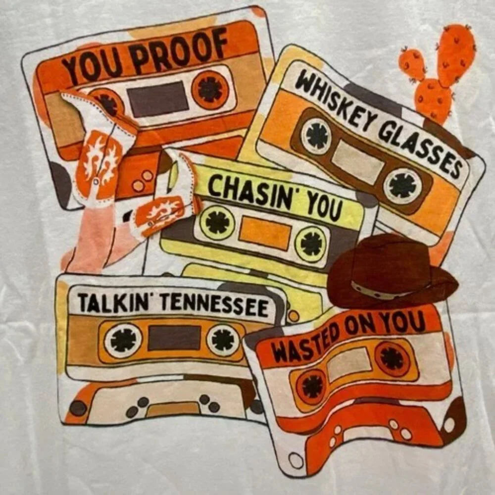 Morgan Wallen Cassette Tape T-Shirt Women's XL Country‎ Western Graphic Tee NWT